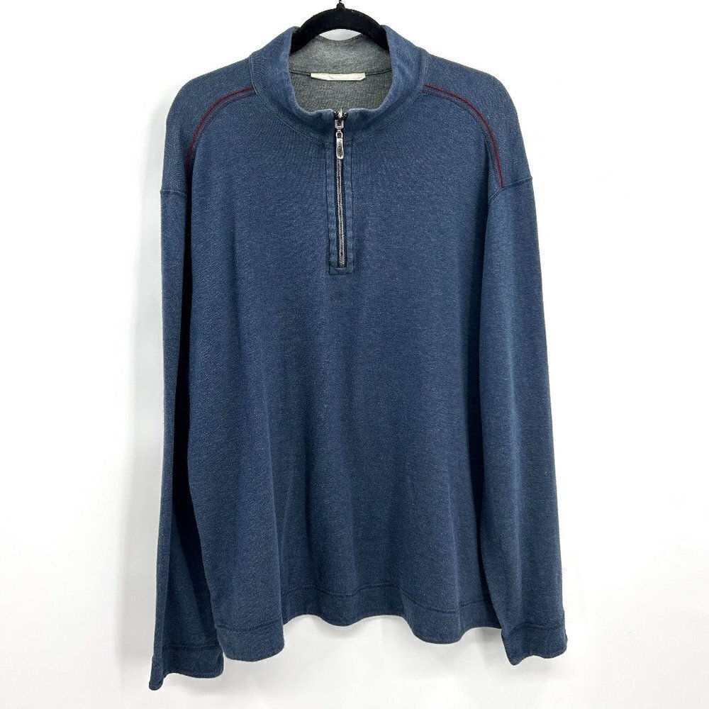 TOMMY BAHAMA Men's Blue 1/4 Zip Pullover Sweater Top Size XL